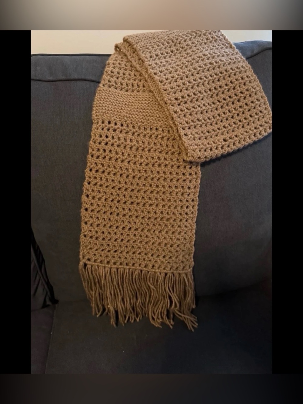 New Gorgeous handmade light brown Scarf. Warm and cozy scarf.